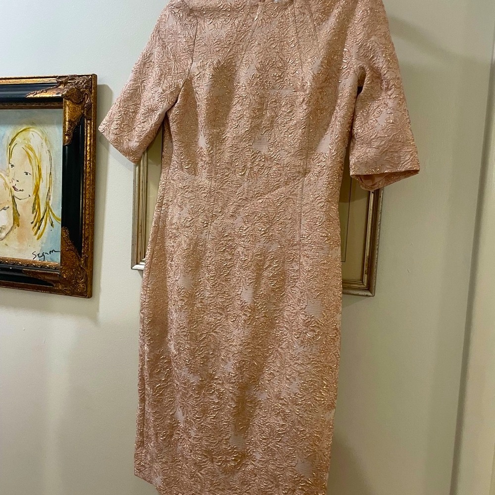 Teri Jon Rickie Freeman rose gold wedding guest mother of wedding dress sz 8